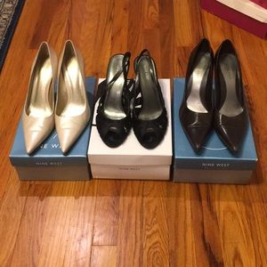 3 pairs of Nine West 9.5 heels